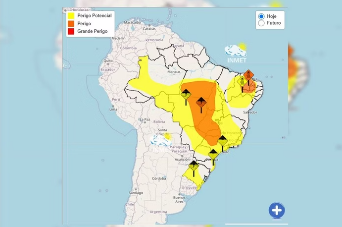 Brasil está sob alerta de tempestades e ventania de até 100 km/h. Veja